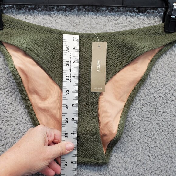 NEW J.CREW textured curved-waist cheeky bikini bottom in green - Picture 4 of 7